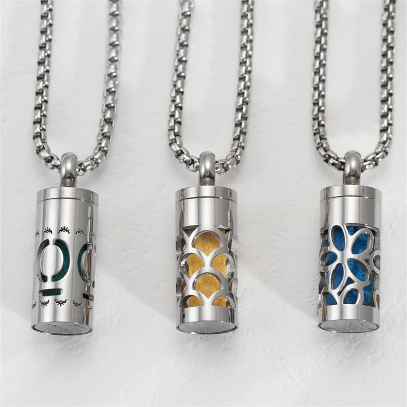 Collier Diffuseur d'Aromathérapie Premium - Pendentif Acier Inoxydable avec Mèches Parfumées | Bijou Thérapeutique 70cm