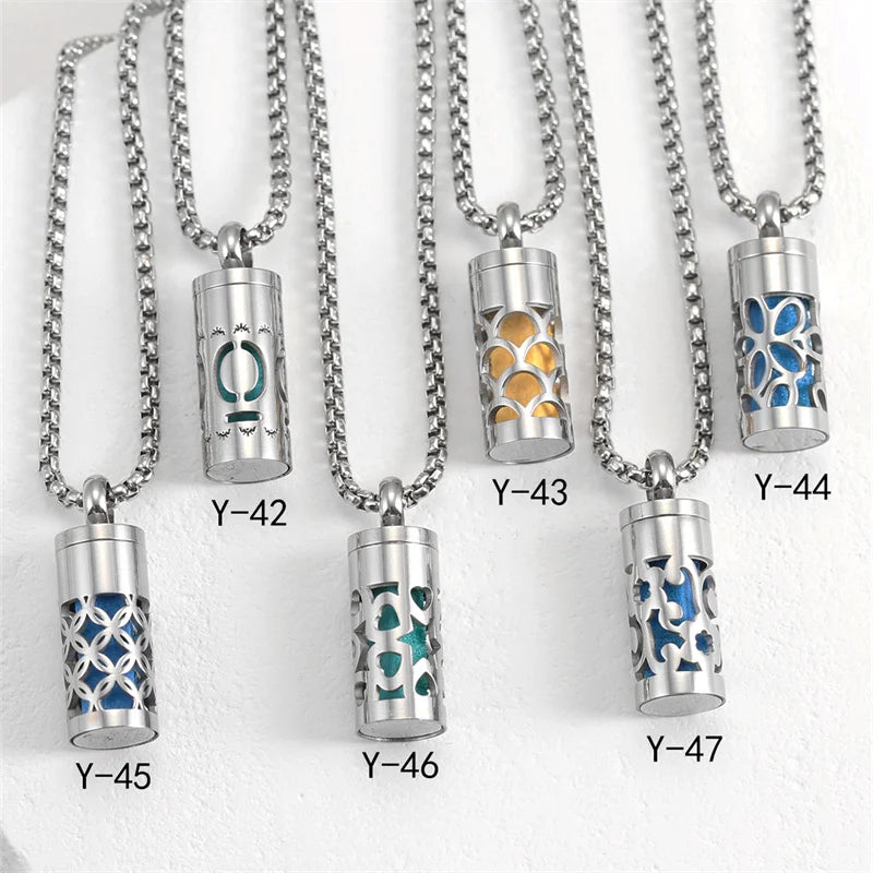 Collier Diffuseur d'Aromathérapie Premium - Pendentif Acier Inoxydable avec Mèches Parfumées | Bijou Thérapeutique 70cm