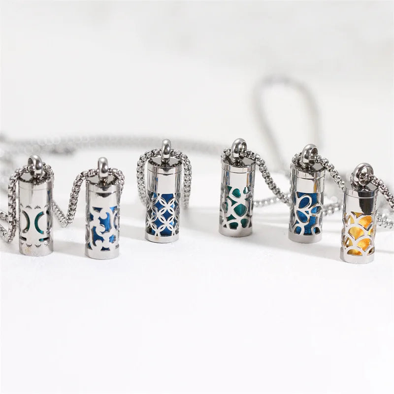 Collier Diffuseur d'Aromathérapie Premium - Pendentif Acier Inoxydable avec Mèches Parfumées | Bijou Thérapeutique 70cm