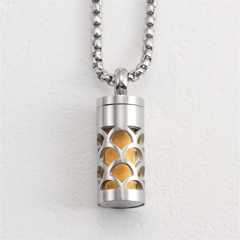 Collier Diffuseur d'Aromathérapie Premium - Pendentif Acier Inoxydable avec Mèches Parfumées | Bijou Thérapeutique 70cm