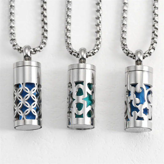 Collier Diffuseur d'Aromathérapie Premium - Pendentif Acier Inoxydable avec Mèches Parfumées | Bijou Thérapeutique 70cm